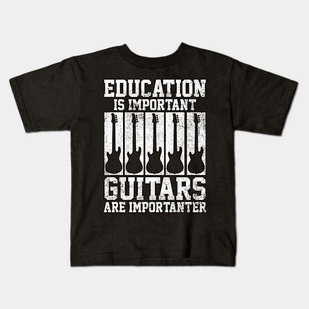 Guitars Guitarist Guitar Player Kids T-Shirt by KAWAIITEE